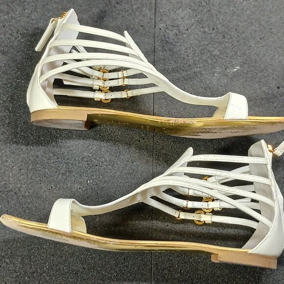 Giuseppe Zanotti E0SP05 White Gold Gladiator Sandals 37.5 / US 7.5 w/ Box Good C - Picture 4 of 16